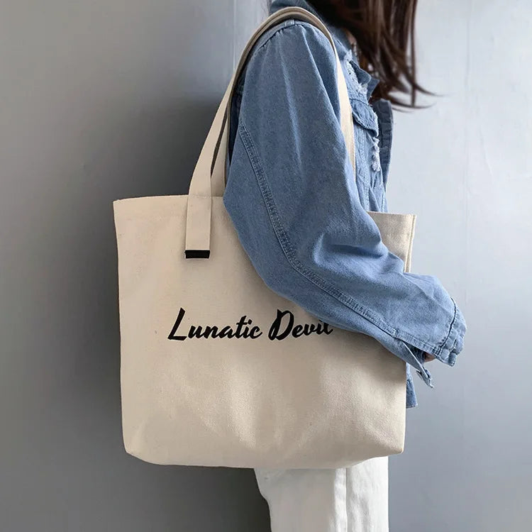 Female Canvas Shoulder Bag Large Tote Shopper Student School Bag