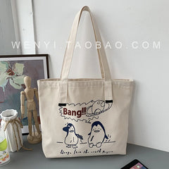 Female Canvas Shoulder Bag Large Tote Shopper Student School Bag