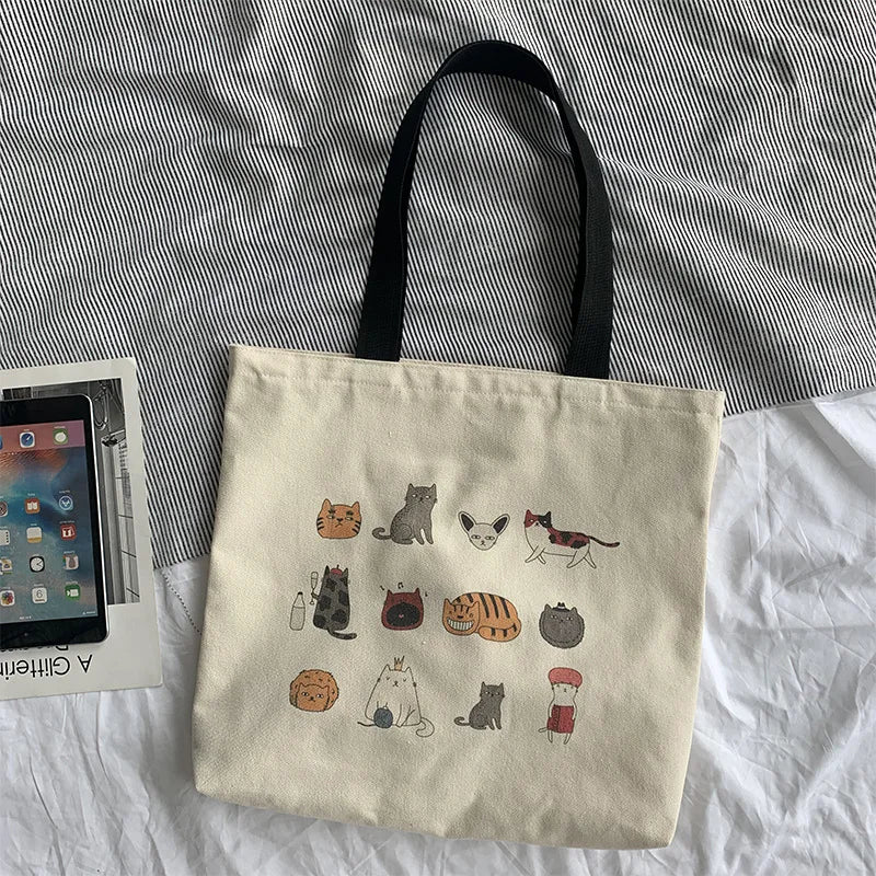 Retro Harajuku Canvas Shoulder Bag for Women