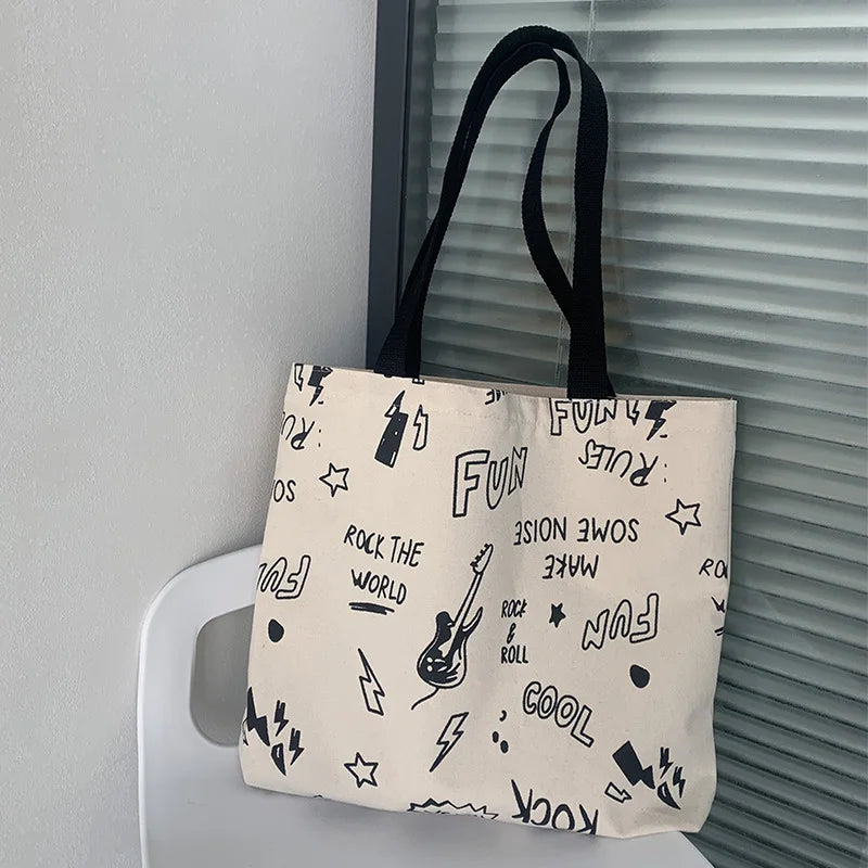 Large Capacity Canvas Women's Shoulder Bag Japanese Retro Ulzzang