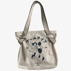 Large Capacity Canvas Women's Shoulder Bag Retro Style Travel Handbag