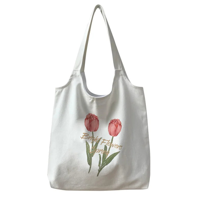 Tulip Canvas Women's Shoulder Bag Large Capacity Students Class Bag