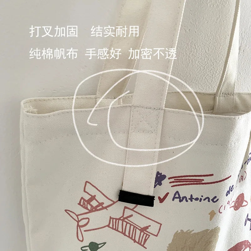 Women's Canvas Shoulder Bag Cartoon School Bags