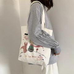Women's Canvas Shoulder Bag Cartoon School Bags