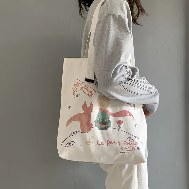 Women's Canvas Shoulder Bag Cartoon School Bags