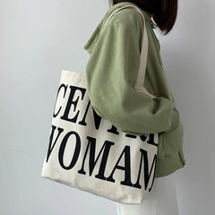 Letter Canvas Women's Shoulder Bag Large Capacity Shopper Tote Bags