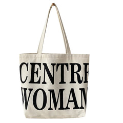 Letter Canvas Women's Shoulder Bag Large Capacity Shopper Tote Bags