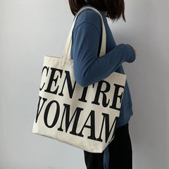 Letter Canvas Women's Shoulder Bag Large Capacity Shopper Tote Bags