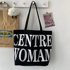 Letter Canvas Women's Shoulder Bag Large Capacity Shopper Tote Bags