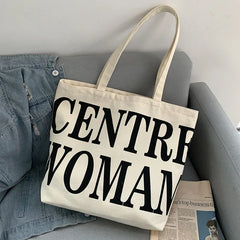 Letter Canvas Women's Shoulder Bag Large Capacity Shopper Tote Bags