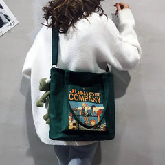 Canvas Shoulder Bag for Female Students Retro Handbag Women