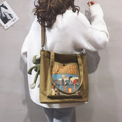 Canvas Shoulder Bag for Female Students Retro Handbag Women