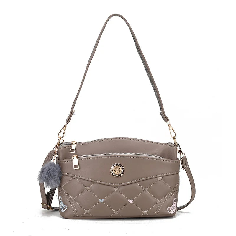 Women's Crossbody Bag Plaid Small Leather Shoulder Bag