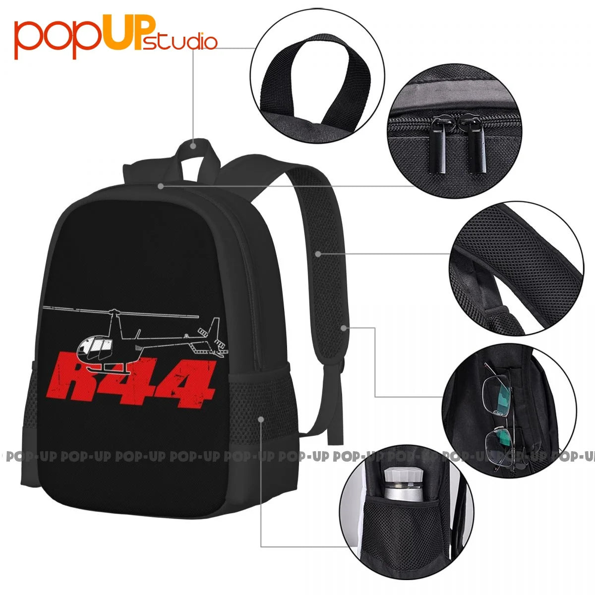 R44 Helicopter Pilot Backpack Large Capacity Softback 3D Printing