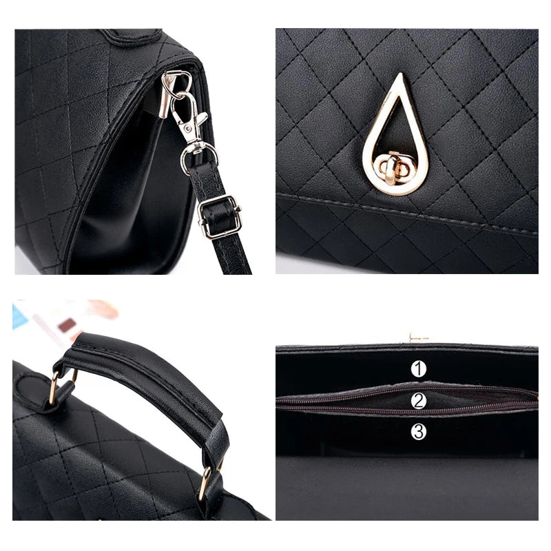 Small Shoulder Bag Plaid PU Leather Women Messenger Bags Crossbody Handbags