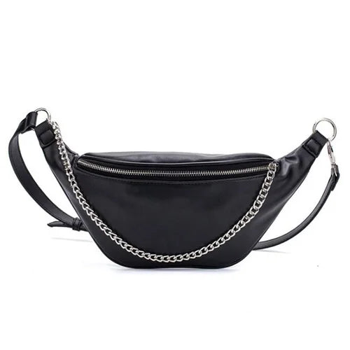 High PU Leather Fanny Pack Waist Bag with Chain