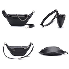 High PU Leather Fanny Pack Waist Bag with Chain