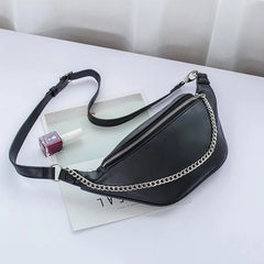 High PU Leather Fanny Pack Waist Bag with Chain