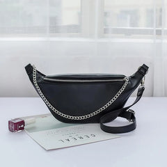 High PU Leather Fanny Pack Waist Bag with Chain