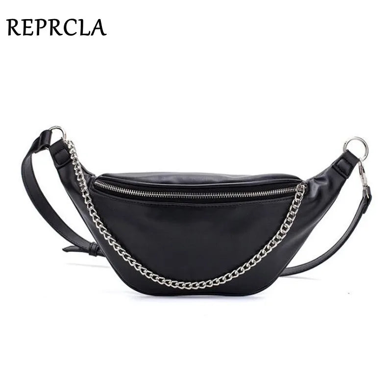High PU Leather Fanny Pack Waist Bag with Chain