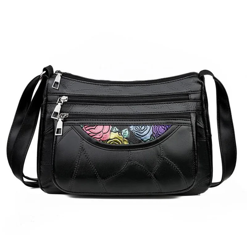 Patchwork PU Shoulder Bag Big Capacity Crossbody Handbag for Women