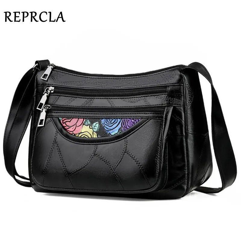 Patchwork PU Shoulder Bag Big Capacity Crossbody Handbag for Women