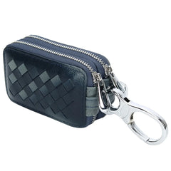 Car Key Holder Leather Sheepskin Organizer Double Zipper Key Case