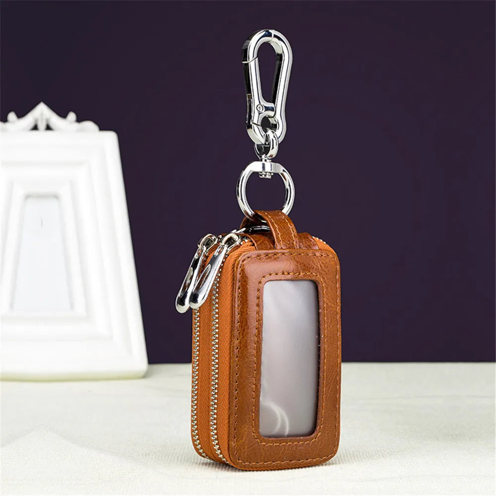 Men Leather Key Wallets Zipper Key Wallet Multifunction Key Case