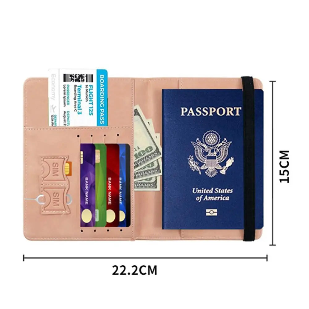 RFID Leather Passport Bag Business Passport Covers Multi-Function Document Pack