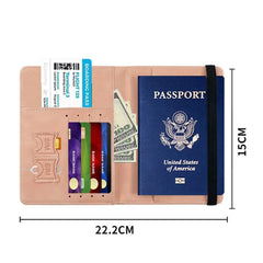 RFID Leather Passport Bag Business Passport Covers Multi-Function Document Pack