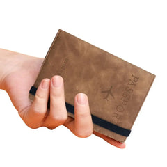 RFID Leather Passport Bag Business Passport Covers Multi-Function Document Pack