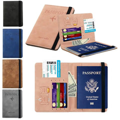 RFID Leather Passport Bag Business Passport Covers Multi-Function Document Pack