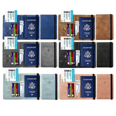 RFID Leather Passport Bag Business Passport Covers Multi-Function Document Pack