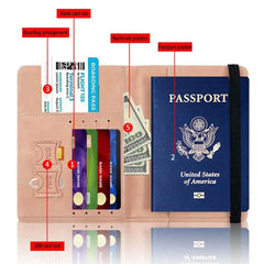 RFID Leather Passport Bag Business Passport Covers Multi-Function Document Pack
