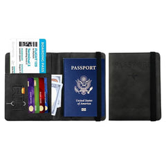 RFID Leather Passport Bag Business Passport Covers Multi-Function Document Pack