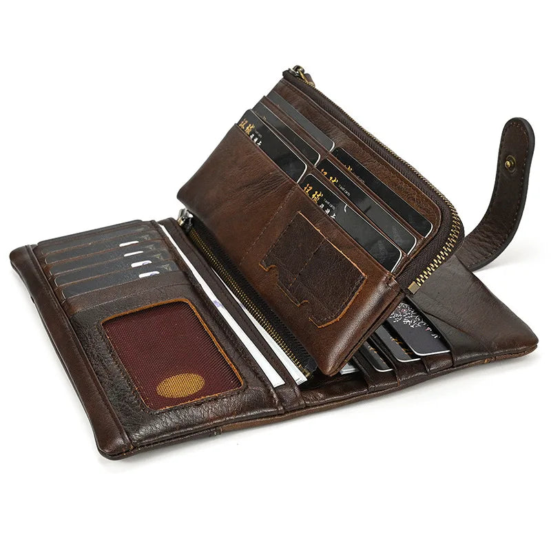 RFID Leather Men's Long Purse Wallet Clutch Phone Holder Business