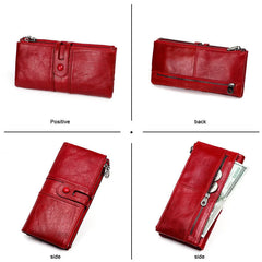 RFID Wallet Women Leather High Cow Leather Long Womens Wallets Ladies Clutch