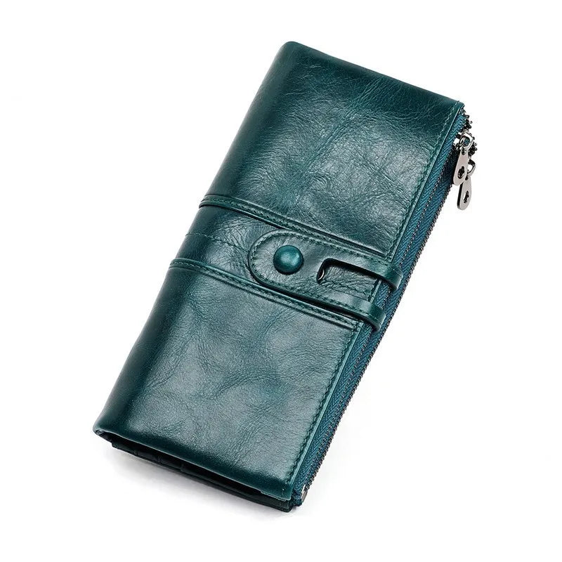RFID Wallet Women Leather High Cow Leather Long Womens Wallets Ladies Clutch