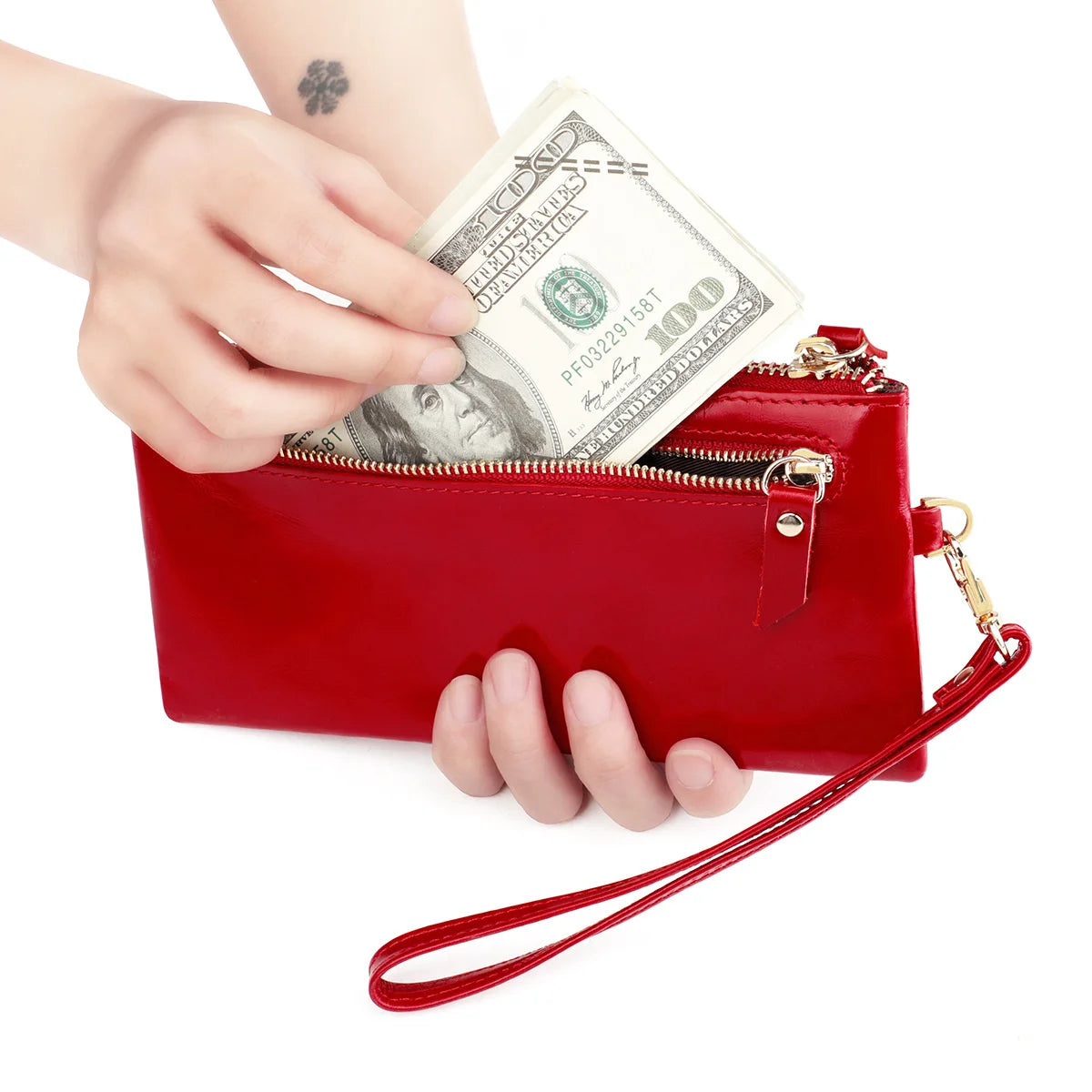 RFID Anti Degaussing Women's Oil Wax Hand Bag