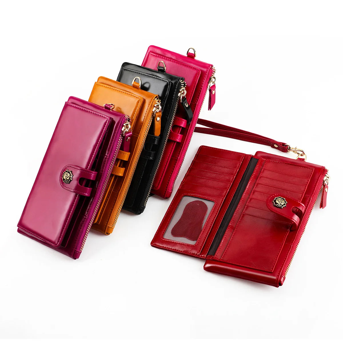 RFID Anti Degaussing Women's Oil Wax Hand Bag
