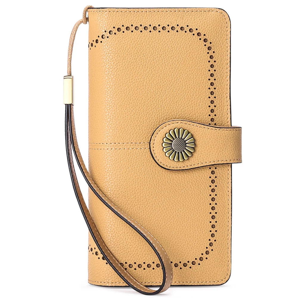 RFID Long Zipper Leather Women's Wallet Large Capacity