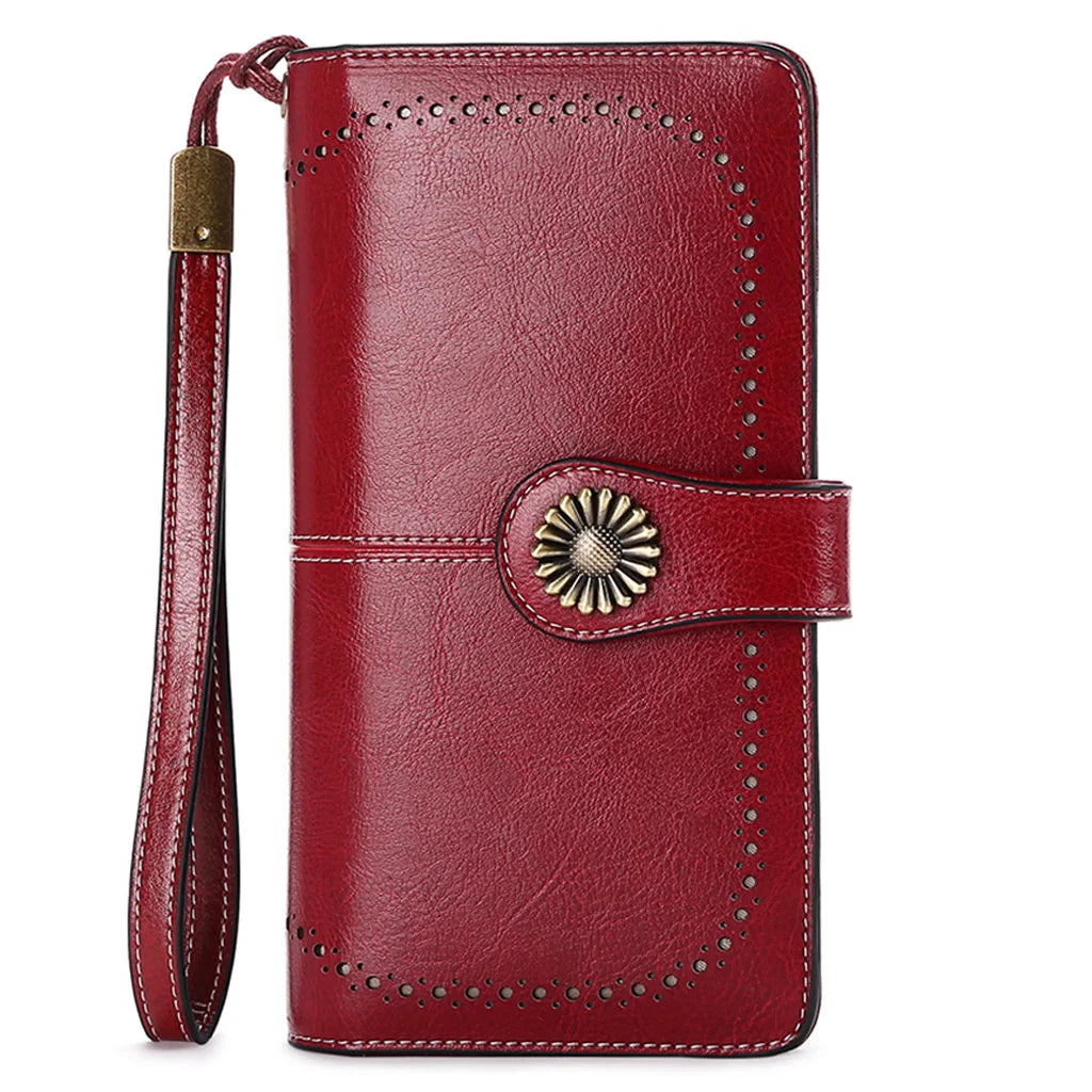 RFID Long Zipper Leather Women's Wallet Large Capacity