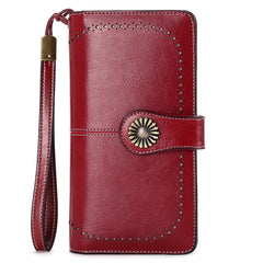 RFID Long Zipper Leather Women's Wallet Large Capacity
