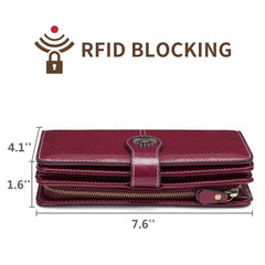 RFID Long Zipper Leather Women's Wallet Large Capacity