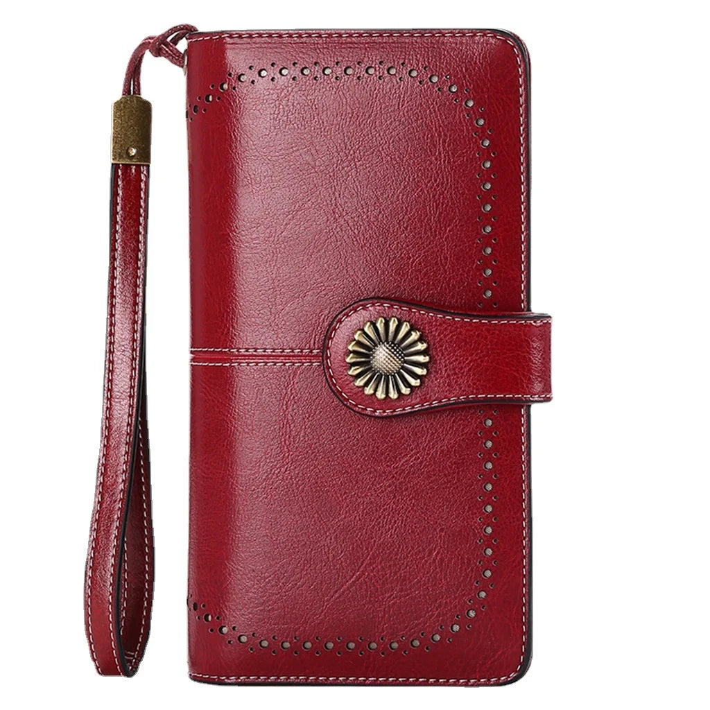 RFID Long Zipper Leather Women's Wallet Large Capacity