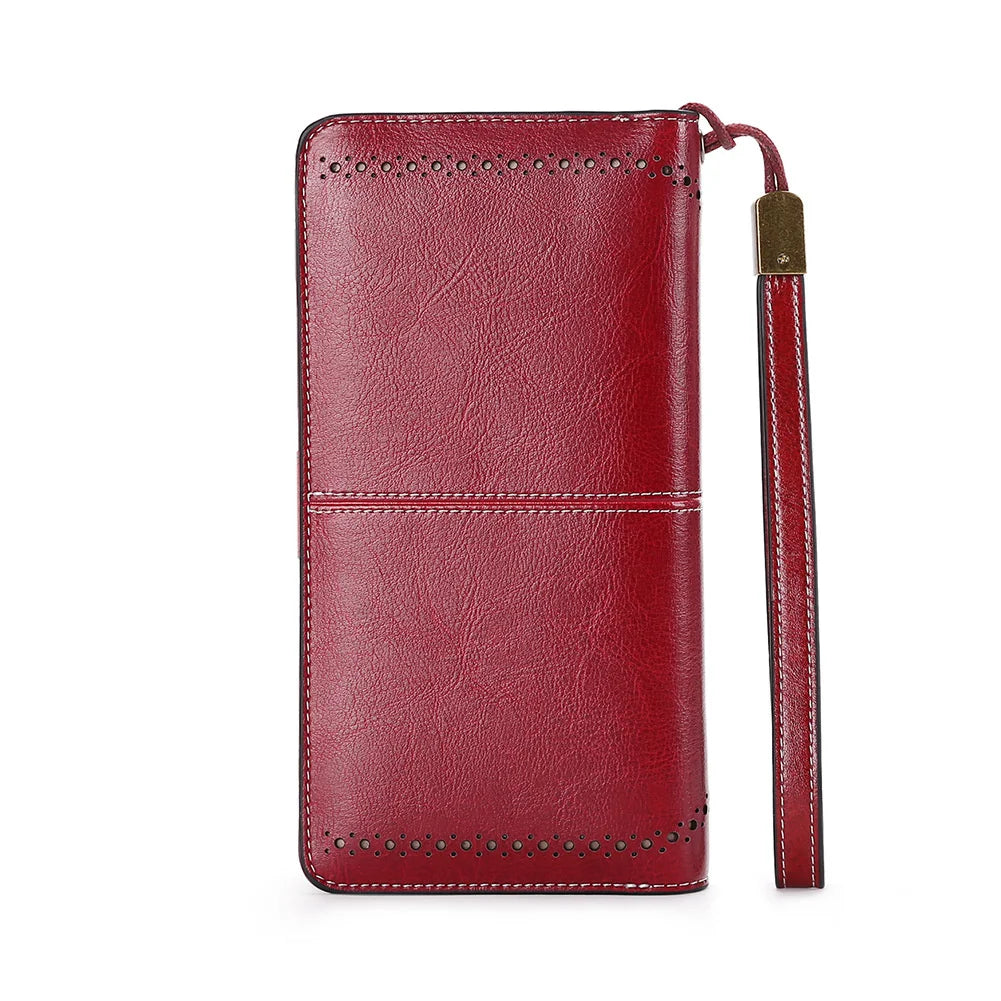 RFID Long Zipper Leather Women's Wallet Large Capacity