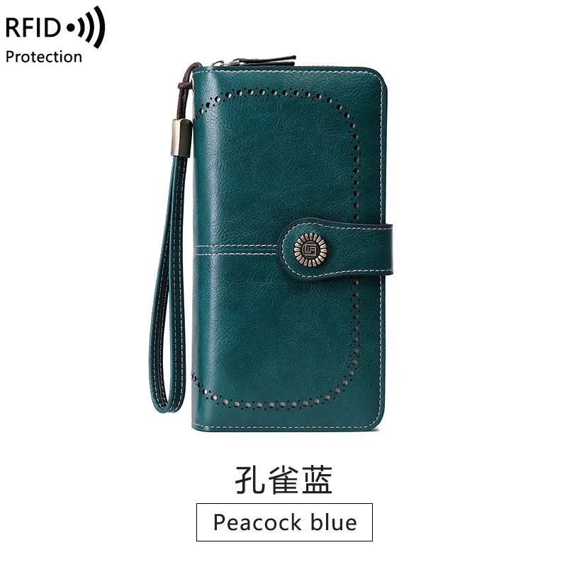 RFID Zipper Wallet for Women Large Capacity Handbag