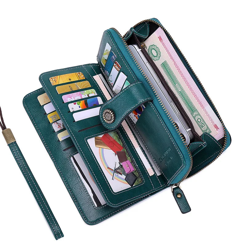 RFID Zipper Wallet for Women Large Capacity Handbag