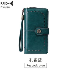 RFID Zipper Wallet for Women Large Capacity Handbag