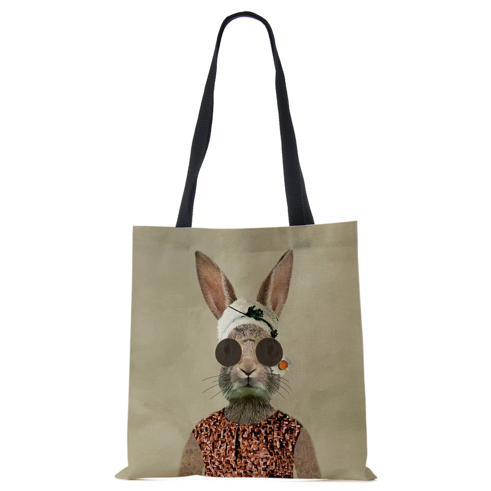 Rabbit Canvas Shoulder Bag Women Print Harajuku Casual Shopping travel Handbag